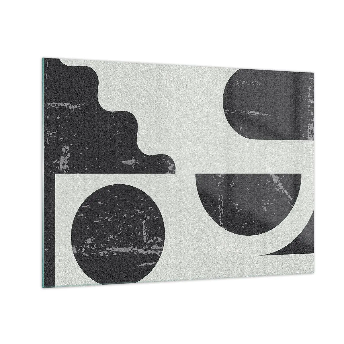 Glastavla - Bild på glas - Abstrakta geometriska bilder med skrubbsår - 70x50cm - Komposition ovanför och under - Modern väggdekoration för vardagsrum och sovrum ARTTOR