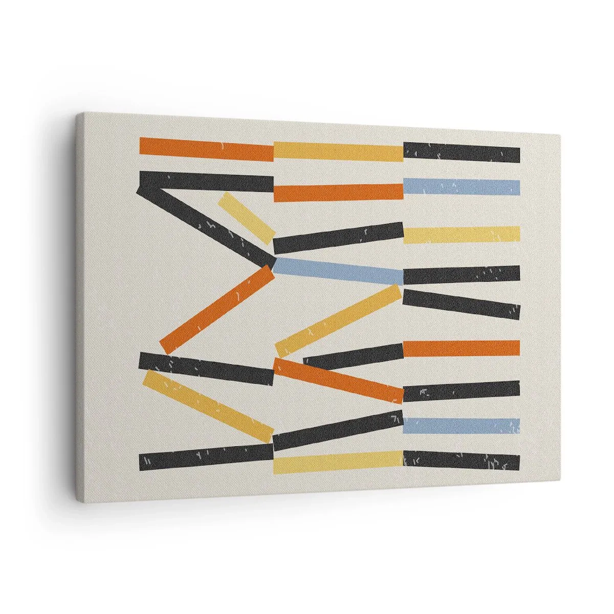 Canvastavla - Bild på duk - Abstrakt komposition med färgade och svarta rektanglar i ett horisontellt arrangemang - 70x50cm - Horisontell komposition - Modern väggdekoration för vardagsrum och sovrum ARTTOR