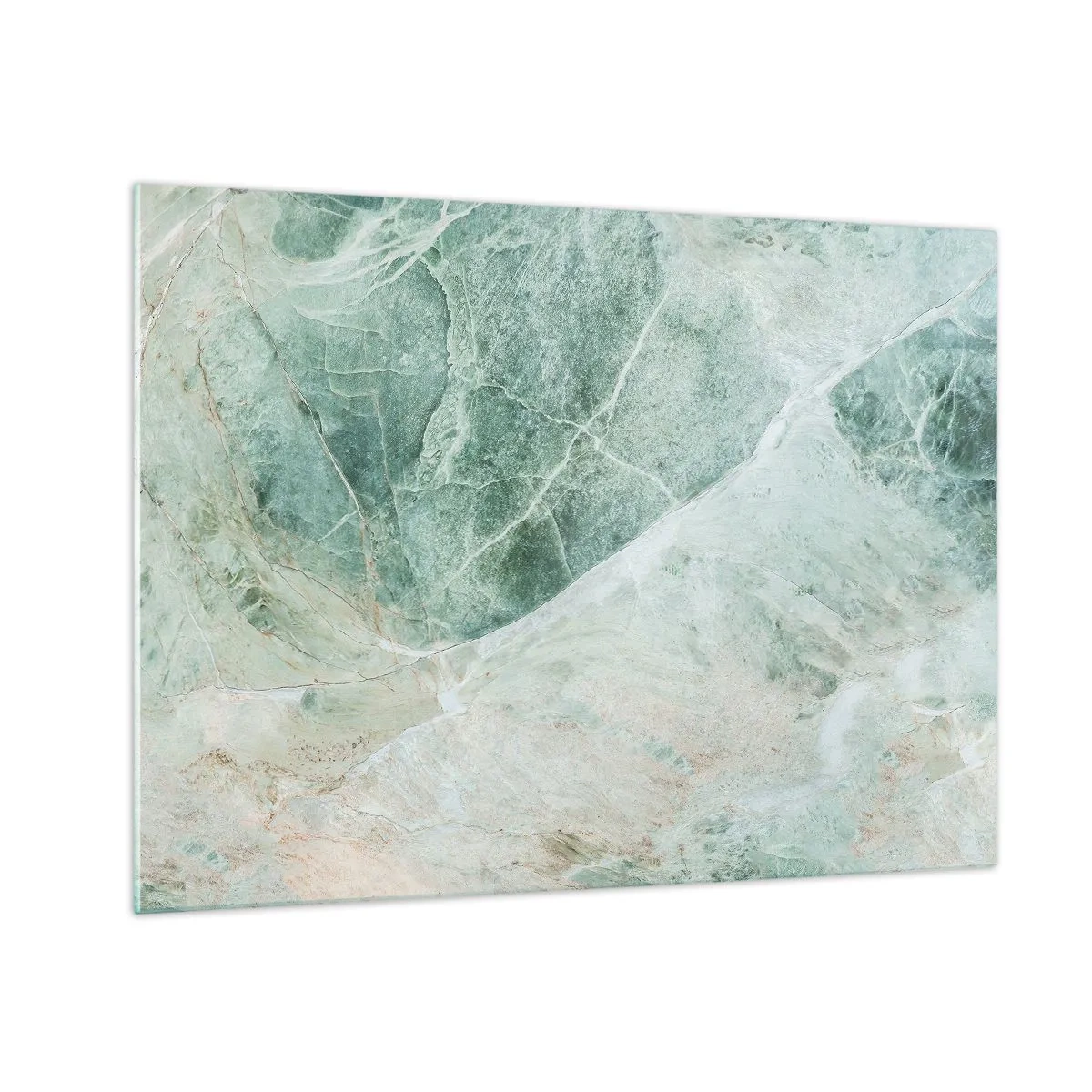 Glastavla - Bild på glas - Grönbeige textur som liknar natursten - 70x50cm - Stenens ädla svalka - Modern väggdekoration för vardagsrum och sovrum ARTTOR