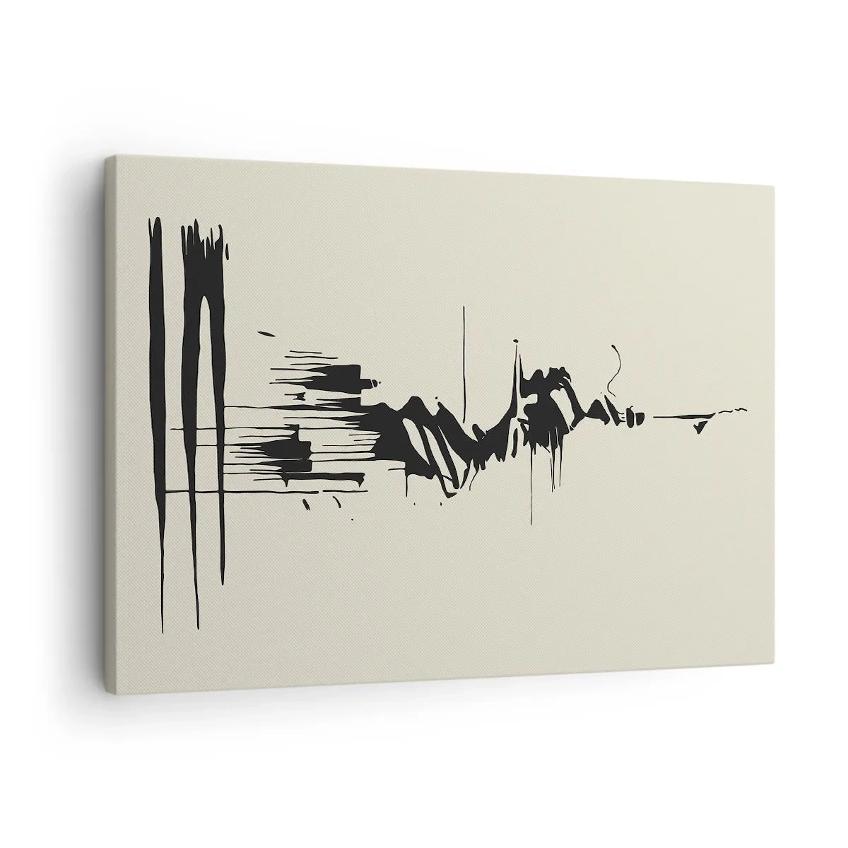 Canvastavla - Bild på duk - Minimalistisk abstraktion med svarta linjer på en ljus bakgrund - 70x50cm - Skyndsam abstraktion - Modern väggdekoration för vardagsrum och sovrum ARTTOR