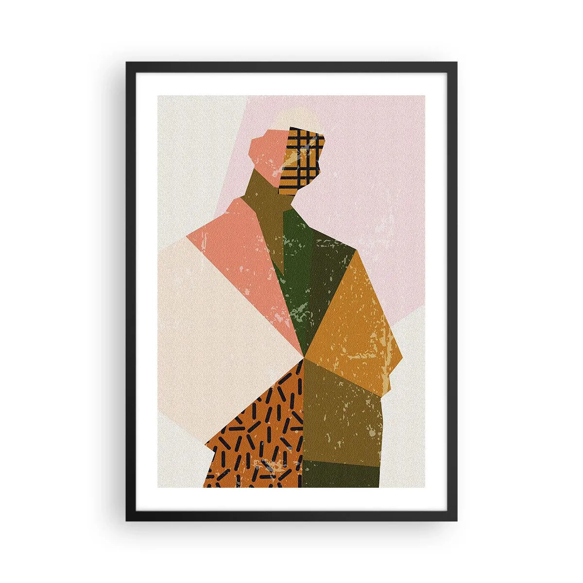 Affisch i svart ram - Abstrakt silhuett i geometriska former - 50x70cm - Människan - en komplex varelse - Modern väggdekoration för vardagsrum och sovrum ARTTOR