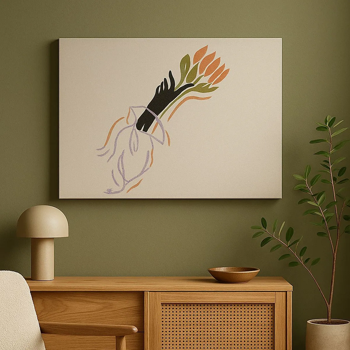 Canvastavla - Bild på duk - En minimalistisk blombukett i en delikat stil - 70x50cm - En systerlig beröring - Modern väggdekoration för vardagsrum och sovrum ARTTOR