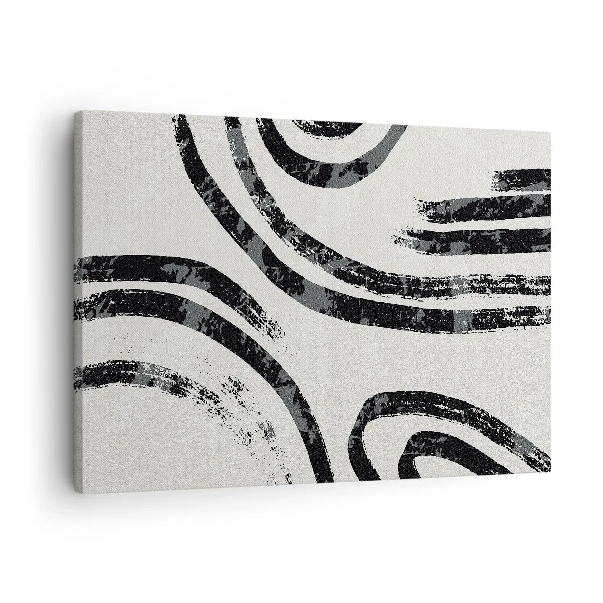 Canvastavla - Bild på duk - Svartvita abstrakta linjer på en ljus bakgrund - 70x50cm - Halvstoppad - Modern väggdekoration för vardagsrum och sovrum ARTTOR