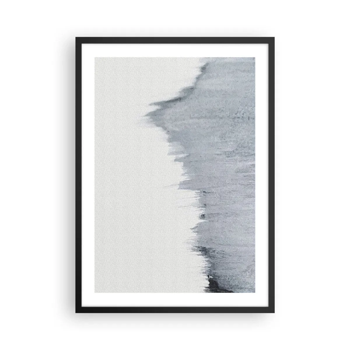 Affisch i svart ram - En abstrakt komposition i grå nyanser med dynamiska penseldrag. - 50x70cm - Mystisk skiva - Modern väggdekoration för vardagsrum och sovrum ARTTOR