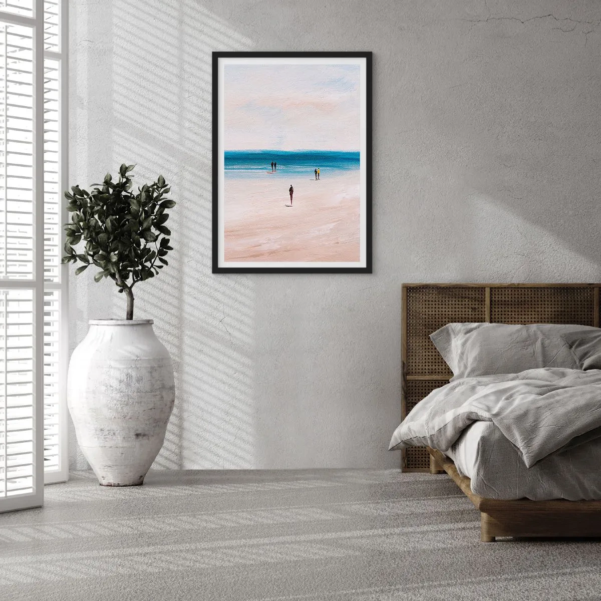 Affisch i svart ram - Minimalistisk strandscen - 50x70cm - Ett naturligt behov - Modern väggdekoration för vardagsrum och sovrum ARTTOR