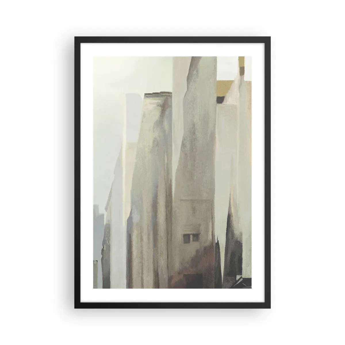 Affisch i svart ram - Abstrakt arkitektur i dämpade färger - 50x70cm - En dröm om staden - Modern väggdekoration för vardagsrum och sovrum ARTTOR