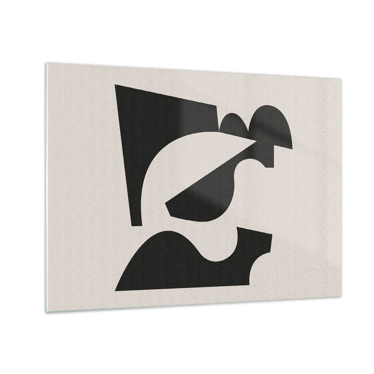 Glastavla - Bild på glas - Abstrakt svartvit geometrisk komposition - 70x50cm - För självmontering - Modern väggdekoration för vardagsrum och sovrum ARTTOR