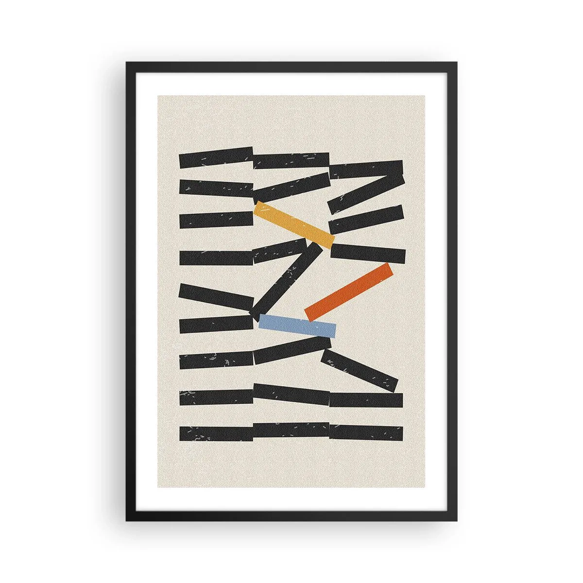 Affisch i svart ram - Abstrakt geometrisk komposition med färgglada accenter - 50x70cm - Domino - komposition - Modern väggdekoration för vardagsrum och sovrum ARTTOR