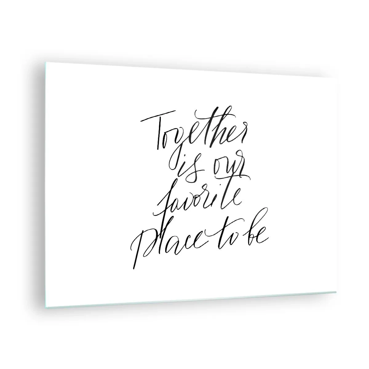 Glastavla - Bild på glas - Minimalistisk kalligrafisk inskription på vit bakgrund - 70x50cm - Känner du också det? - Modern väggdekoration för vardagsrum och sovrum ARTTOR