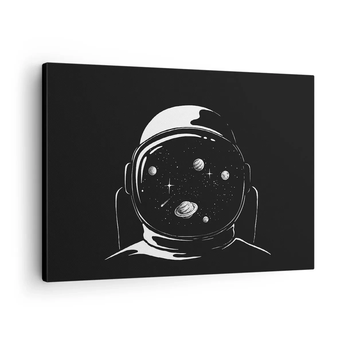 Canvastavla - Bild på duk - En minimalistisk astronauthjälm med utsikt över rymden - 70x50cm - Fin utsikt - Modern väggdekoration för vardagsrum och sovrum ARTTOR