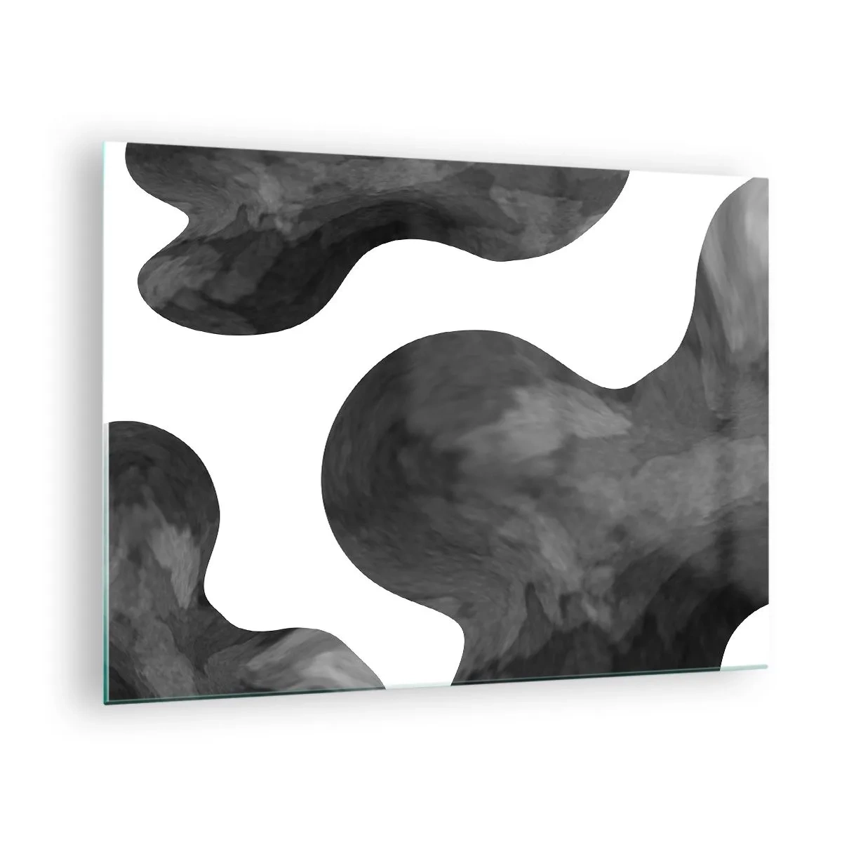 Glastavla - Bild på glas - Abstrakta former i svarta och vita toner - 70x50cm - Mjölkvägen - Modern väggdekoration för vardagsrum och sovrum ARTTOR