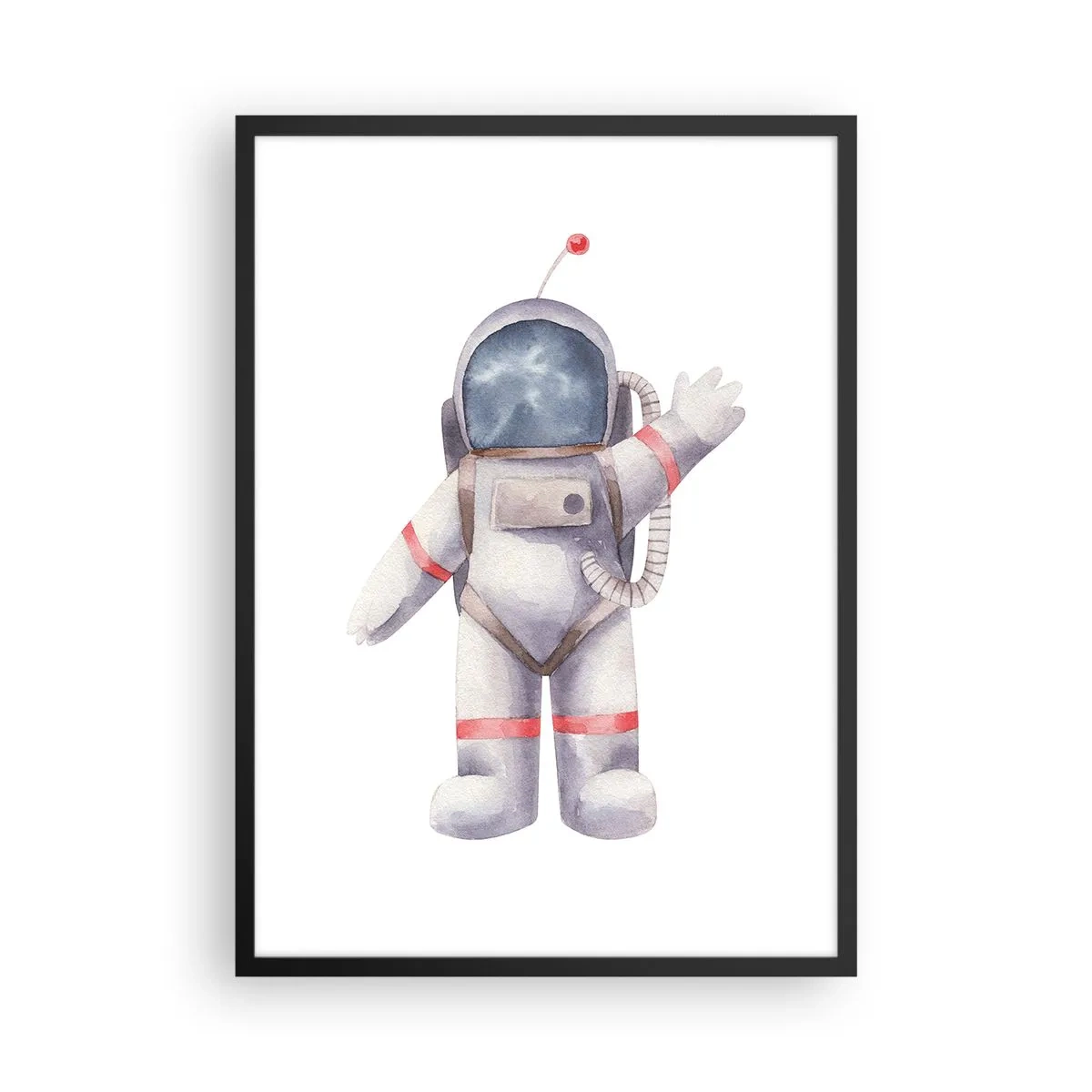 Affisch i svart ram - Akvarell astronaut vinkar i rymden illustration - 50x70cm - Det var allt för nu! - Modern väggdekoration för vardagsrum och sovrum ARTTOR
