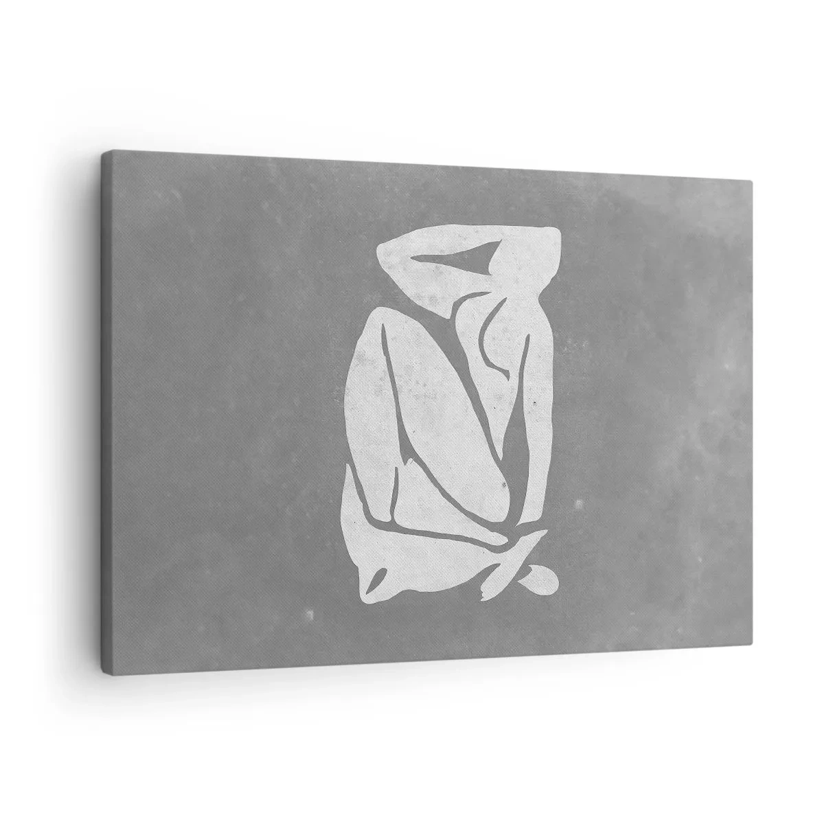 Canvastavla - Bild på duk - En minimalistisk silhuettteckning mot en grå bakgrund - 70x50cm - I drömmarnas värld - Modern väggdekoration för vardagsrum och sovrum ARTTOR